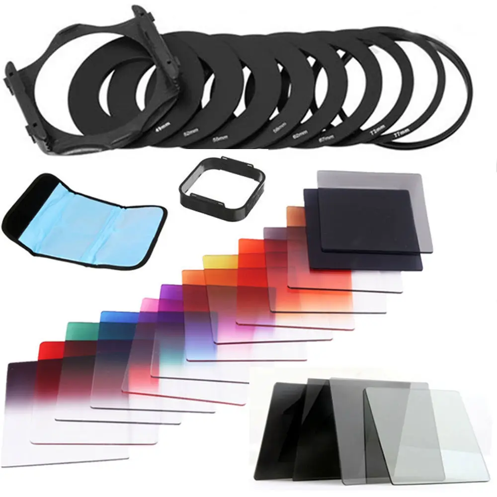 

34 in1 Complete Square Colors Filter Kit for Cokin P Series + Filter Holder+ Lens Hood