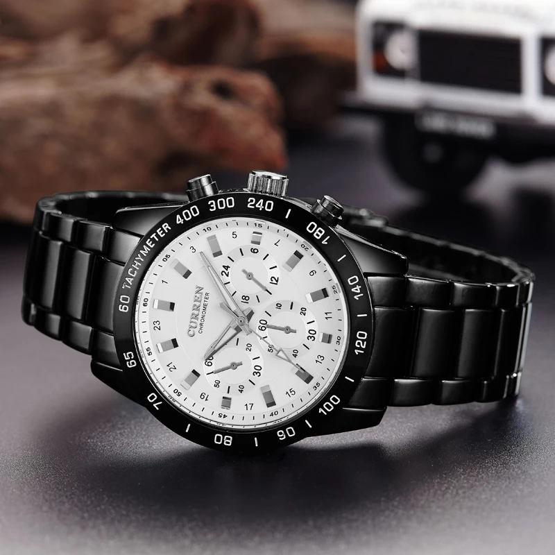 CURREN Лидирующий бренд мужские часы роскошные военные наручные полностью стальные