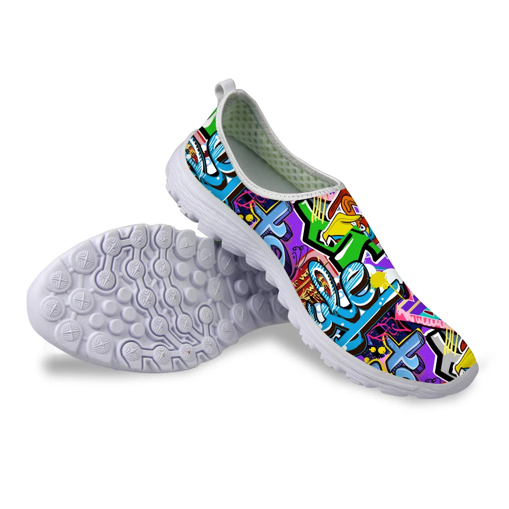 Летняя дышащая сетчатая обувь для мужчин дизайнерская прогулочная с граффити