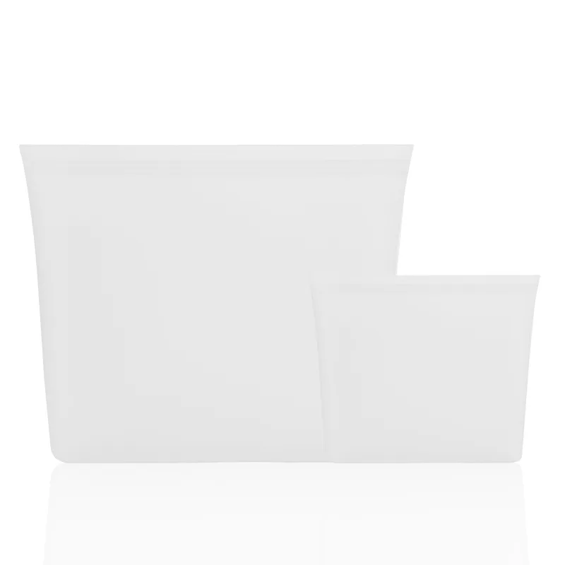 2 white bags Многоразовые силиконовые контейнеры для хранения еды герметичная свежая сумка чаша чашка холодильник фрукты органайзер для овощей стоьте на молнии закрытые сумки - Цвет: 2 white bags