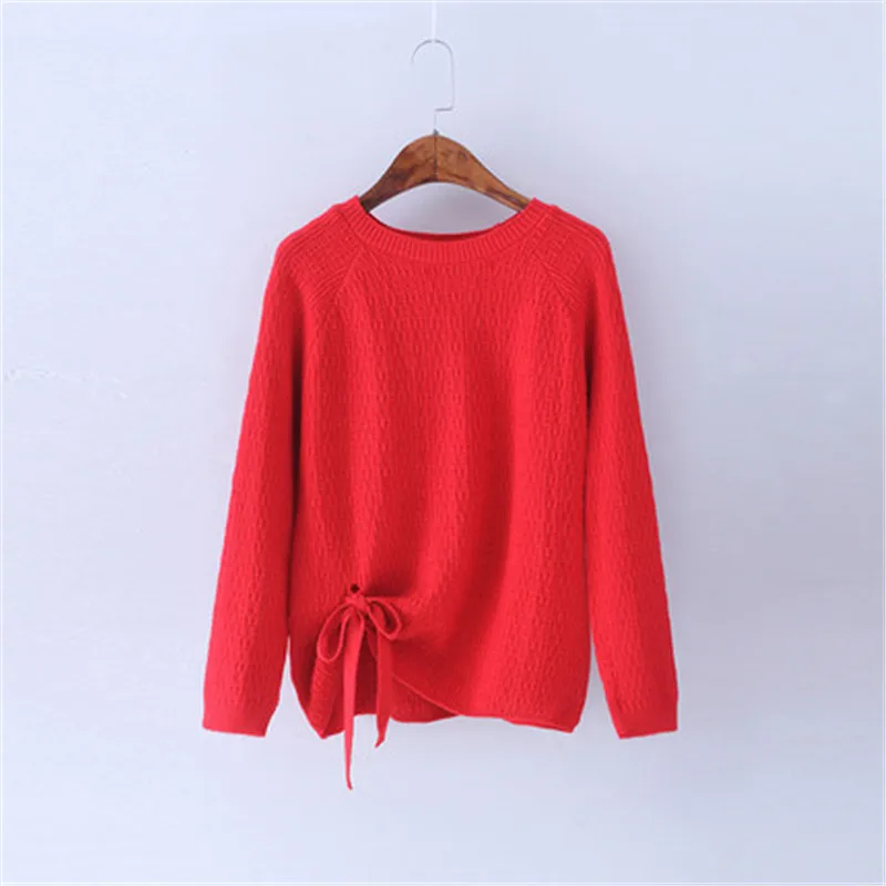 Женский трикотажный свитер с галстуком-бабочкой черный пуловер длинным рукавом