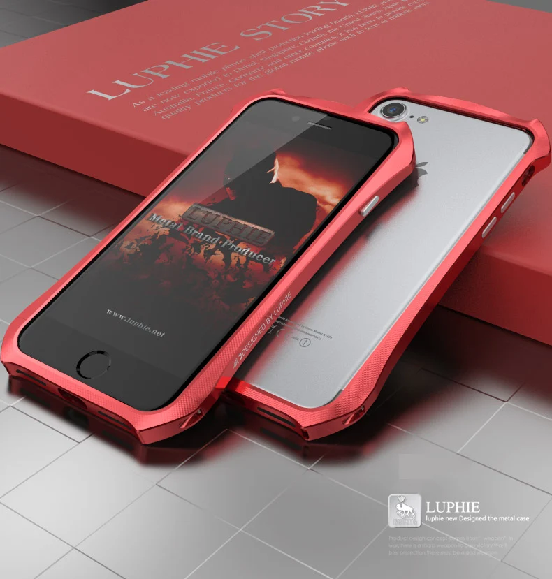 LUPHIE для iPhone 7 Чехол Роскошный металлический алюминиевый каркас Жесткий Тонкий бампер Бэтмен чехол для телефона для iPhone 7 Plus чехол - Цвет: Red