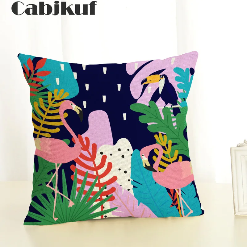 Подушка с зеленым растением &quotфламинго&quot креативная современная мода
