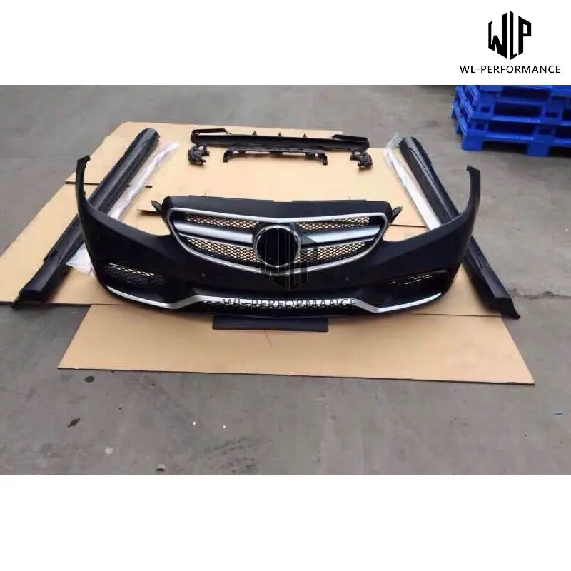 W212 E63 FRP Неокрашенный Комплект кузова переднего бампера заднего бампера боковые юбки для Mercedes-Benz W212 E300 AMG стиль 14-16