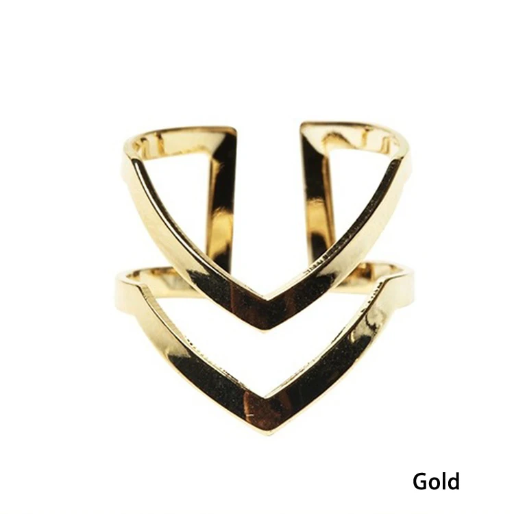 Fashion Plated Double V-shaped Half Opened Adjustable Vintage Woman Rings Charming Jewelery RING-0239 | Украшения и аксессуары