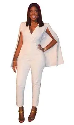 Элегантный женский белый комбинезон накидка кимоно топы длинные штаны боди