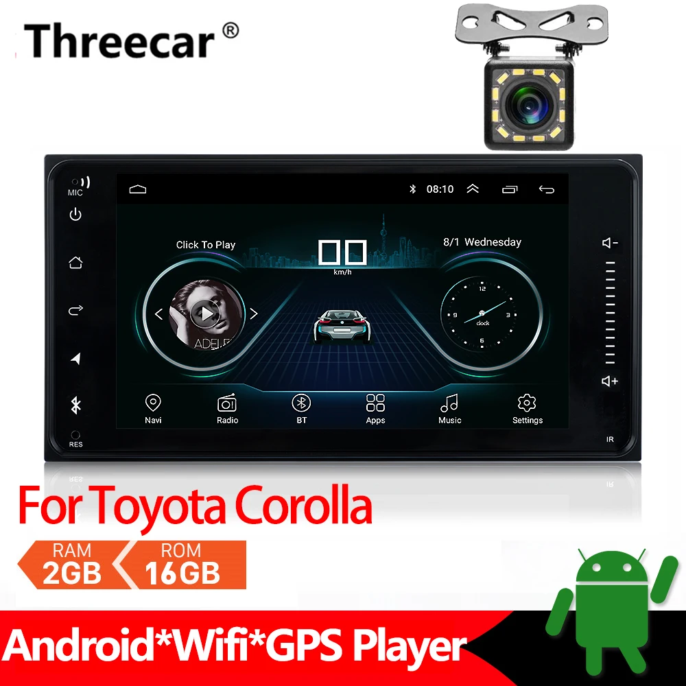 Android автомобильный Радио мультимедийный плеер для Toyota Corolla стерео gps навигация 2din Mirrorlink Android Bluetooth автомобиль MP5 2+ 16 Гб - Цвет: with 12 led camera