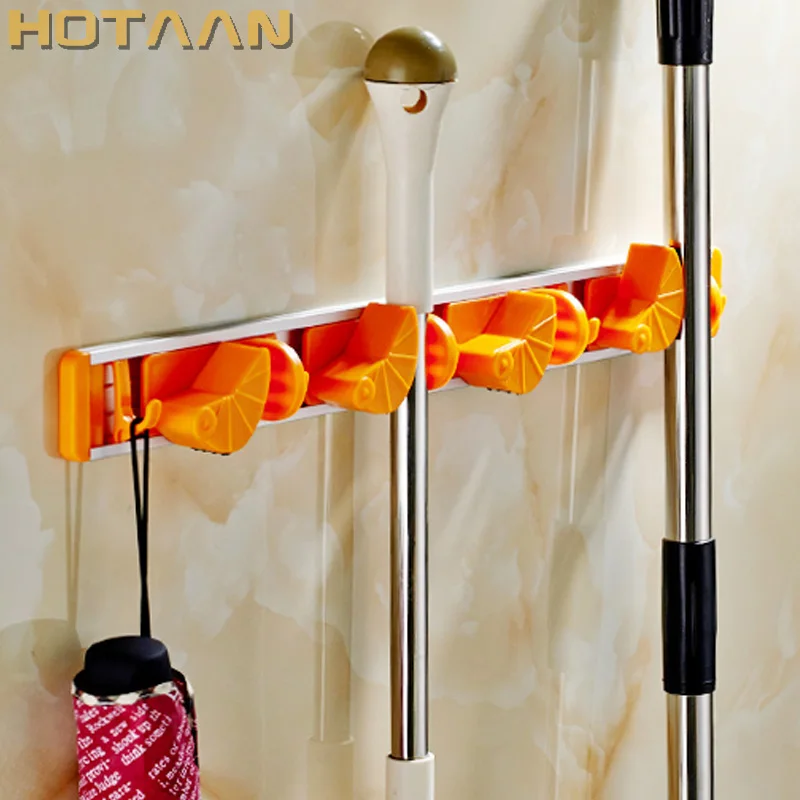 

. Wholesale And Retail Promotion Modern 4 Position Bathroom Mop & Broom Holder Home Cleaning Tools Hanger W/ Hook