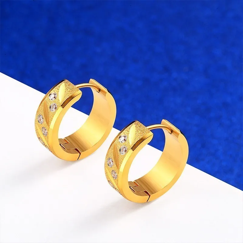 Женские серьги-кольца из нержавеющей стали с фианитом | Украшения и аксессуары