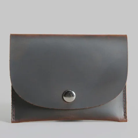 Dark Brown 01 LEACOOL, натуральная воловья кожа, портмоне для мужчин, Бизнес Стиль, тонкая кожа, мини кошелек для монет, маленький кошелек для ключей, нулевой кошелек, защелкивающиеся сумки для гарнитур - Цвет: Dark Brown 01