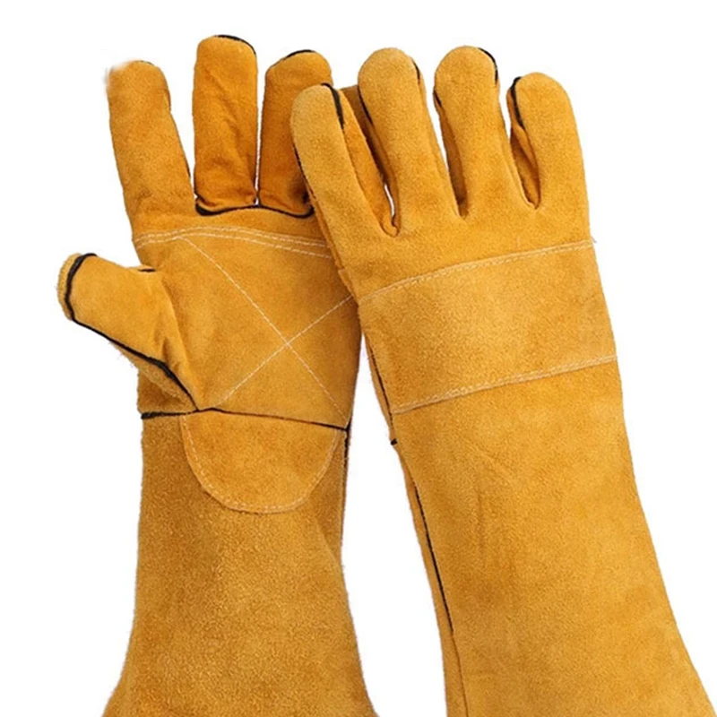 14-дюймовые кожаные перчатки для сварки анти-режущие термостойкие огнеупорные