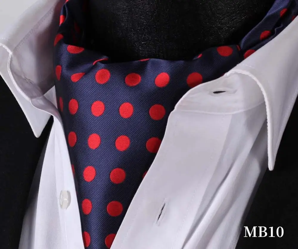 MB10 Blue Red Узор в горошек, в клетку шелк аскотский галстук, повседневные жаккардовые шарфы галстуки Тканые Вечерние Ascot MB - Цвет: MB10 Blue Red