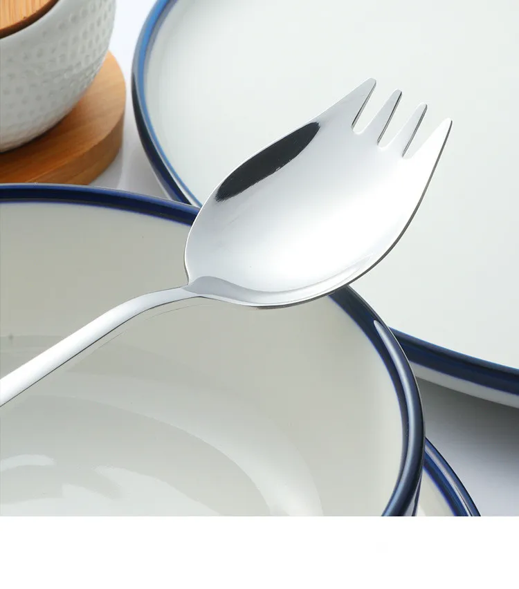 1 шт. нержавеющая сталь 2 в 1 Sporks креативная ложка вилка Посуда комбо спагетти салат Десерт Фрукты сверхмощный столовые приборы PA 004