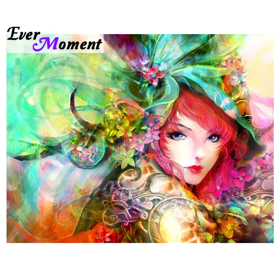 Алмазная живопись с красными волосами шляпа для девочки 5D сделай сам