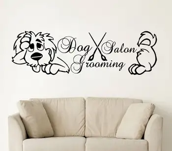 Dog Groomin Salon Wall Window Decor Stickers Animal Vinyl Art Decal Pet Shop Home Decoration Waterproof Words Wall Decals S115