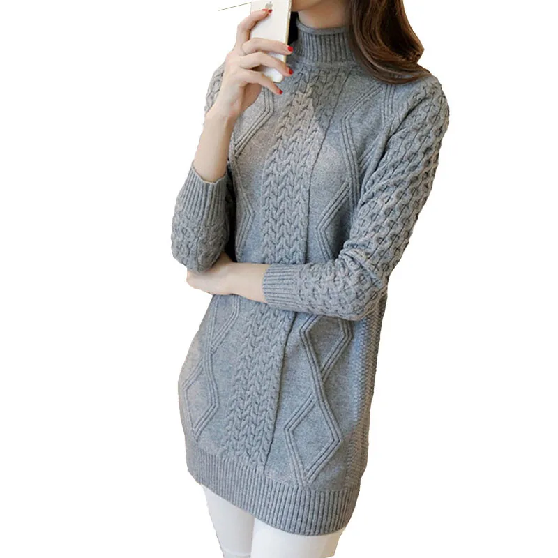 New 2018 Autumn Long Women Knitted Sweater Casual Sleeve Solid Women's Sweaters Clothes Pullovers Fashion Jumper pull femme | Женская