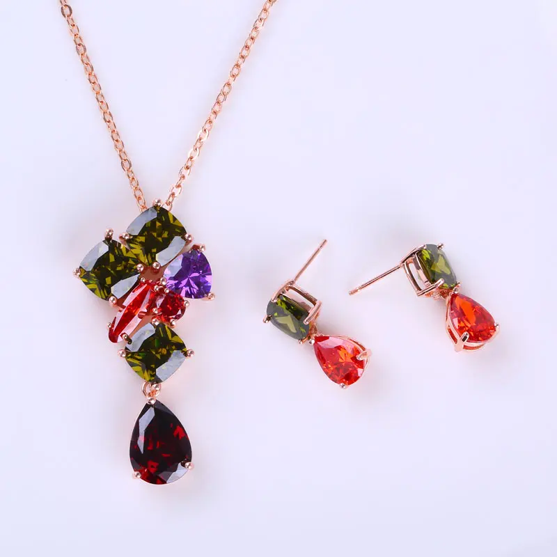 Модный бриллиантовый набор CARSINEL разноцветное ожерелье и серьги из Кубического