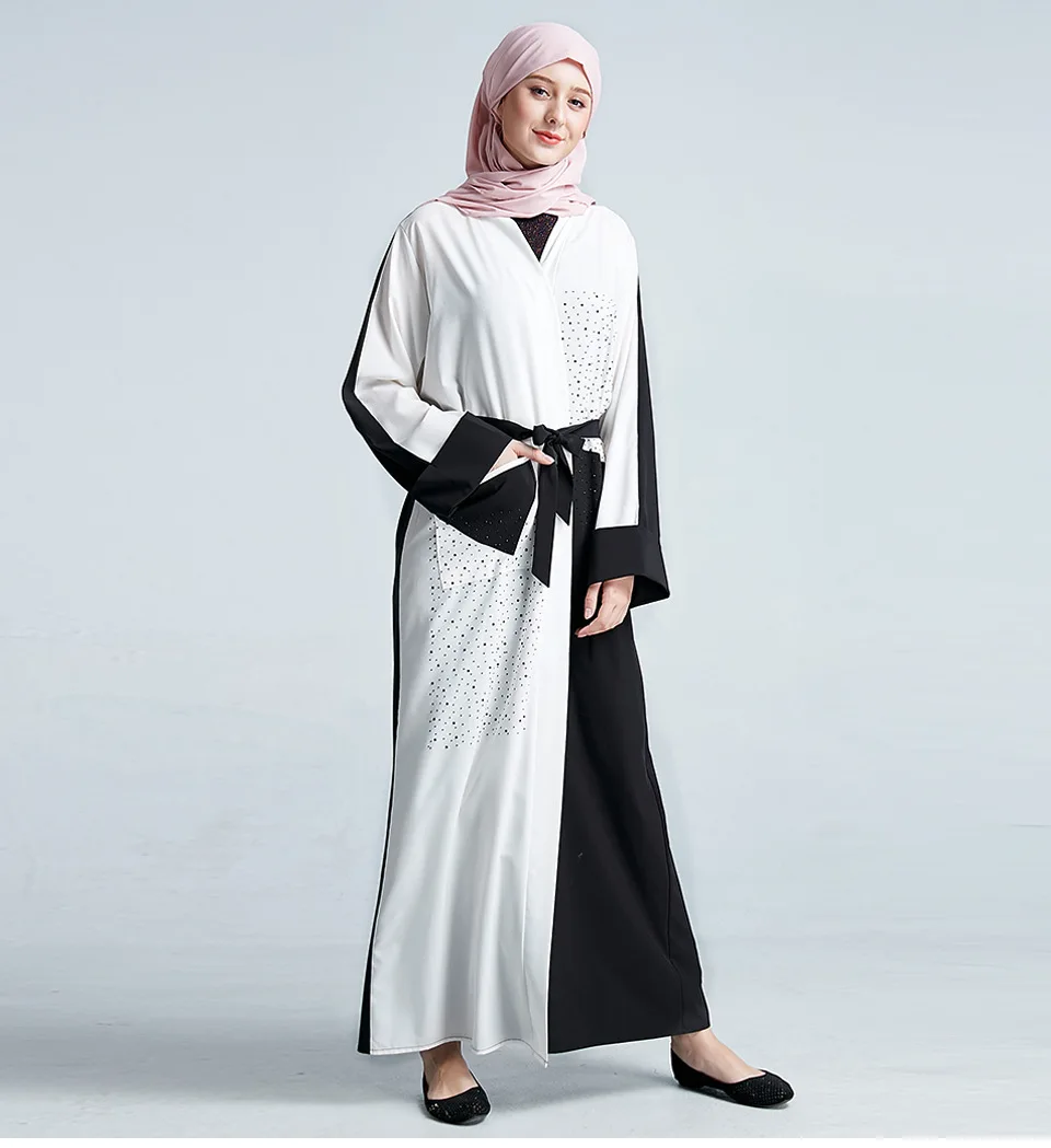 Мусульманское abaya Бисероплетение кардиган Макси платье открытая стежка длинные халаты кимоно Рамадан мусульманская одежда услуги поклонения оптом