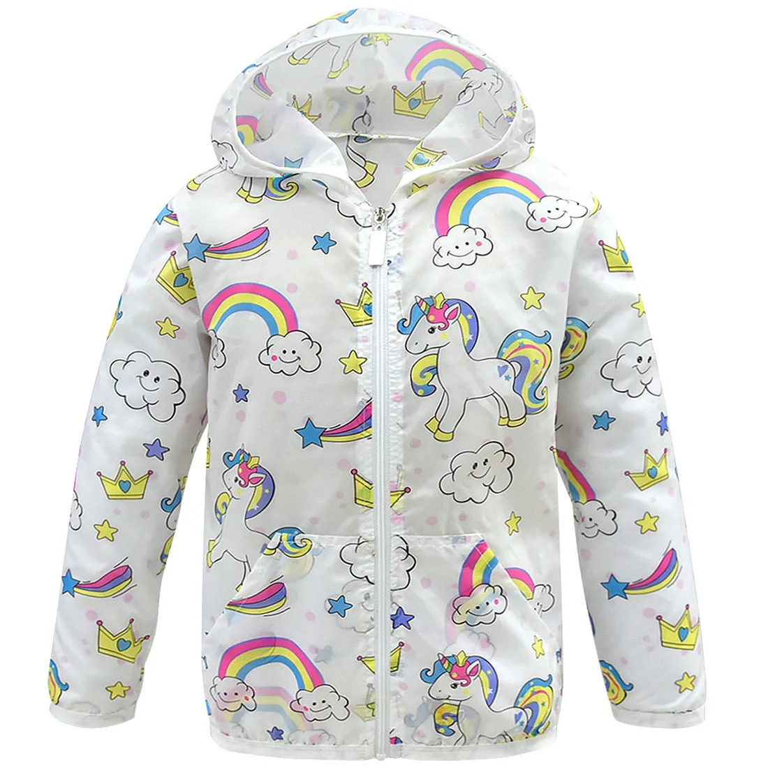 Детская пляжная кофта с капюшоном и единорогом на весну лето|Костюмы для девочек|