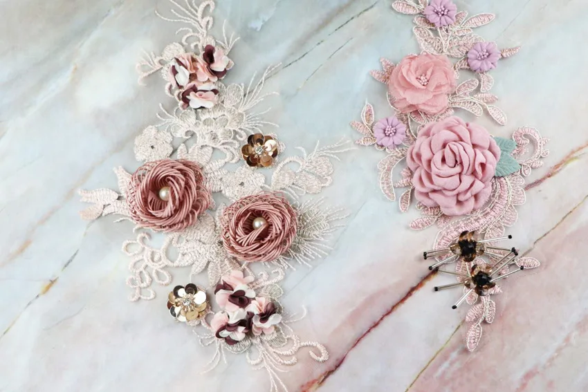 heavy industry hand embroidery wedding accessories flower dress three-dimensional petals