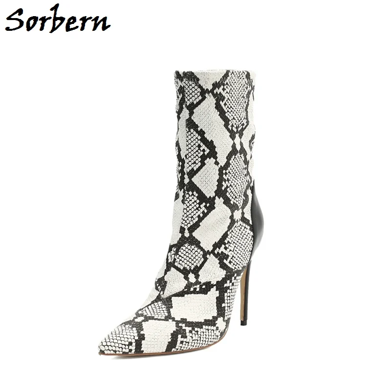 

Sorbern High Heels Ladies Ankle Boots Women Shoes Winter Zipper Patent Leather Stilettos Sexy Fetish Boots Custom Color Size 10