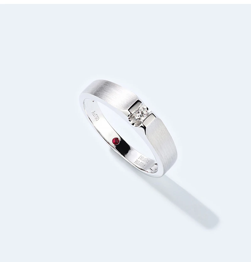 AULEEZE, классические мужские кольца с бриллиантами, 0.07ct, настоящий бриллиант, натуральный рубин, обручальное кольцо, 18 K, белое золото, хорошее ювелирное изделие