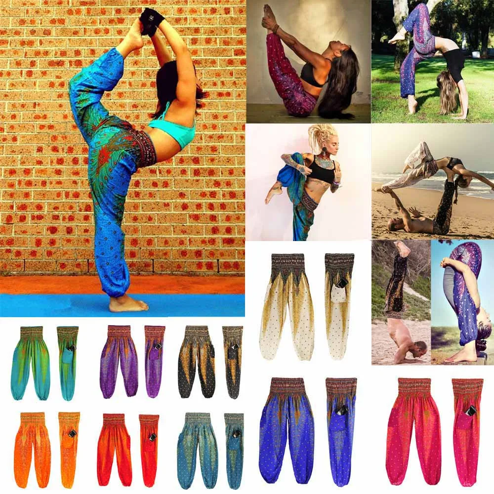 Шаровары для мужчин и женщин многоцветные тайские праздничные хиппи с высокой
