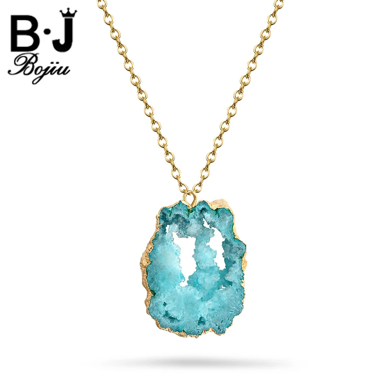 Цепочка BOJIU с кулоном Женская длинная изысканная цепочка из натурального Друза и