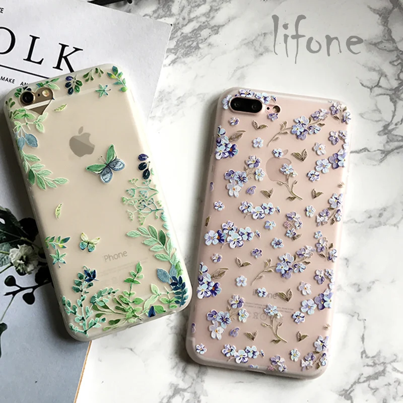 Kerzzil Sexy Transparent Fashion Leaf Sunflower Phone Case For iPhone 6 6s 7 plus Matte Ultra thin Cover Coque lina |
