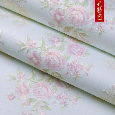 5D 183064 blue Рельефные изысканные обои для спальни в американском стиле с изображением цветов из нетканого материала 5d для детей в Европейском стиле, элегантные обои для гостиной и задней панели телевизора - Цвет: 5D 183064 blue