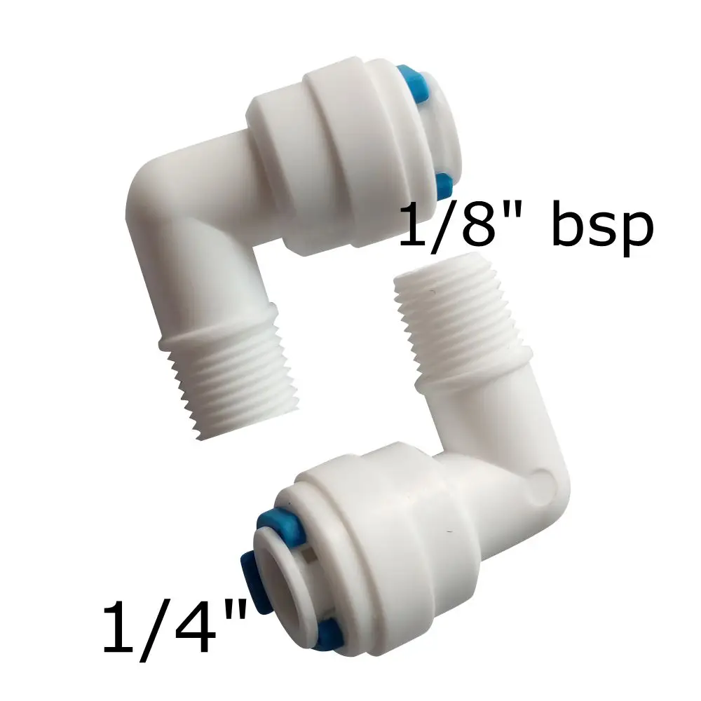 

Pack of 2 1/4" OD Hose Connection 1/8" BSP Male Elbow Quick Connector Fitting RO Water Reverse Osmosis Aquarium System ROME-1-2