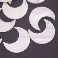 30mmx35mm moon shape shell white mother of pearl top hole loose beads