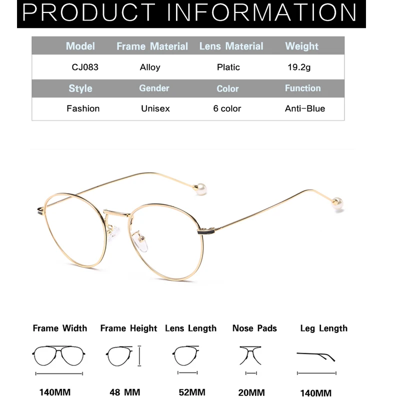 GY SNAIL Metal Frame Computer Galsses Eyeglasses Retro Round Circle Ray Blue light blocking Lens Men Women Eye Glasses Ladies | Аксессуары