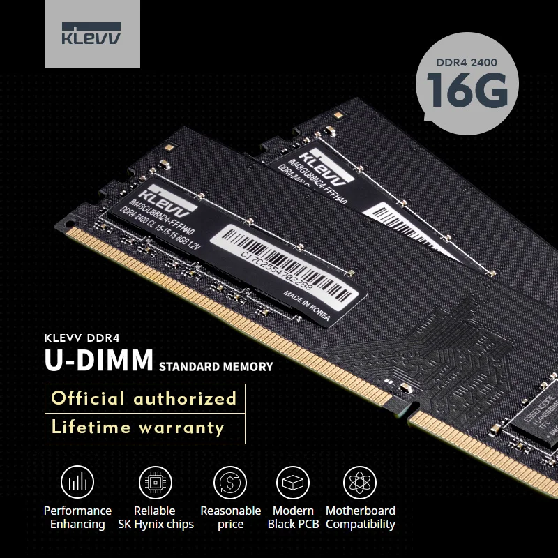 Оперативная память Klevv ddr4 16 ГБ 8 4 Гб 2400 МГц Память DIMM для рабочего стола поддержка