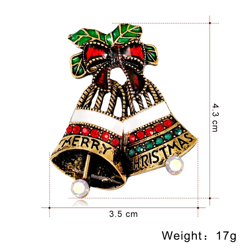 Креативная Рождественская брошь Колокольчик для банкета шарф хиджаба лацкана
