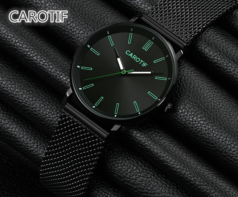 

Carotif новые роскошные часы для мужчин Брендовые мужские часы Relojes Hombre ультра тонкий стальной сетчатый ремешок кварцевые наручные часы Montre Homme