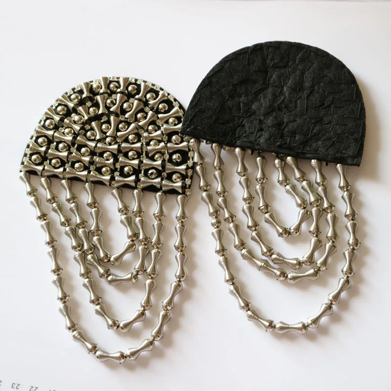 2 шт./компл. эполета из черных бусин с кисточками для одежды в стиле панк пальто