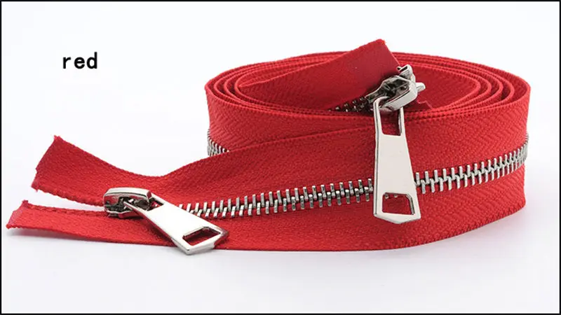 red Meetee 120 см 5# Двойные ползунки Металлические молнии DIY пуховики пальто двойной открытый конец длинная молния аксессуары для одежды 12 цветов A3-8 - Цвет: red