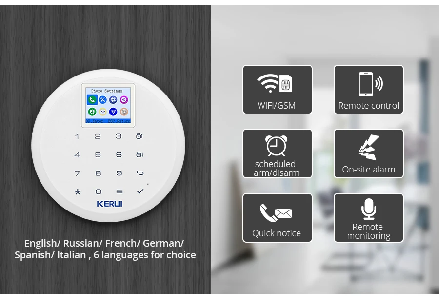 KERUI W17 EN RU ES DE IT FR переключаемая GSM Wifi сигнализация для дома в комплект системы сигнализации с Android Ios APP управление