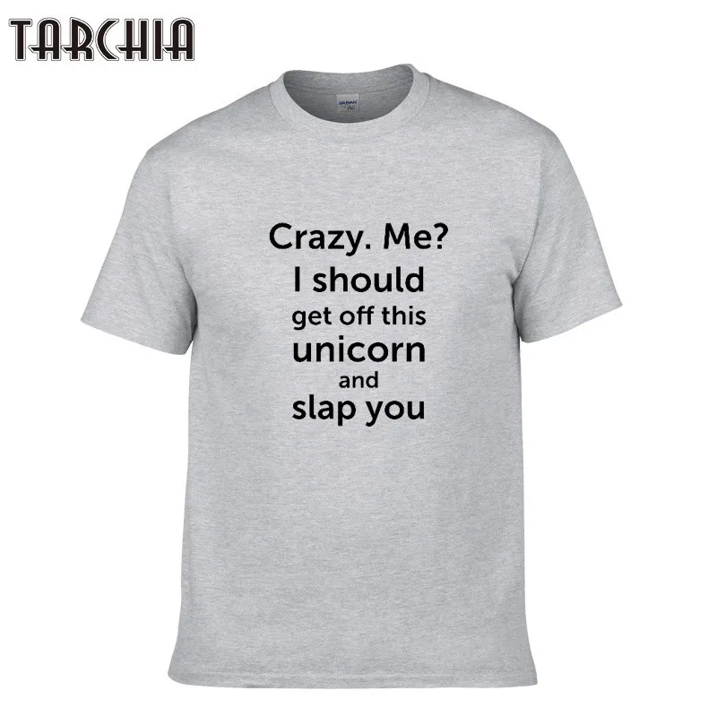 Футболка TARCHIA Мужская брендовая Мода 2018 футболка с принтом CRAZY ME повседневные