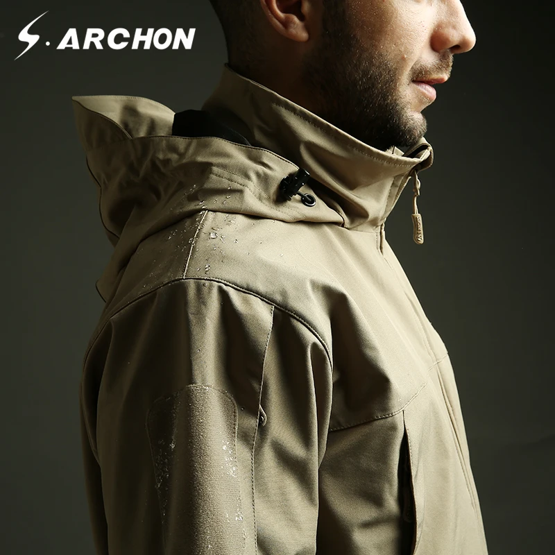 

s.archon Tactical Lightweight Soft Shell Military Jacket Men Waterproof Hoodie Windbreaker Clothes Militar Army Jacket