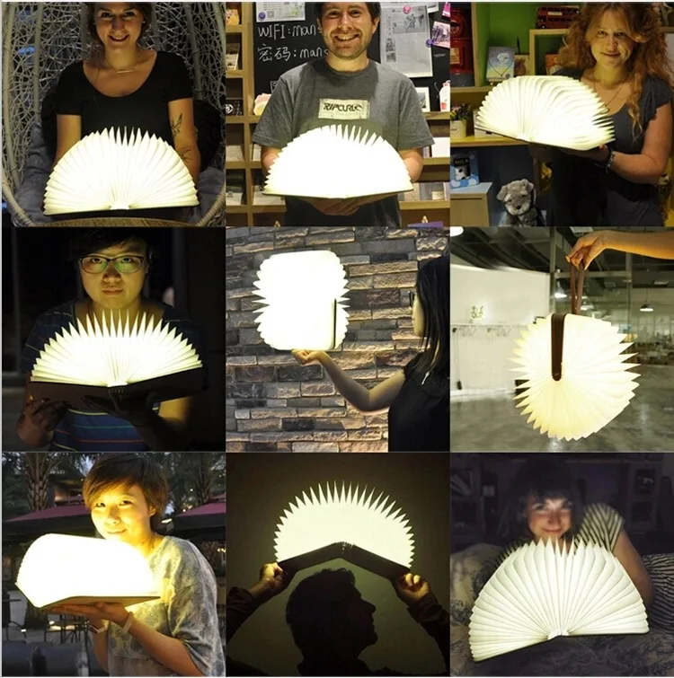 Акция! Магазин при фабрике 3 шт. деревянный складной USB LED Перезаряжаемые Luminaria книга Ночная booklights Применение