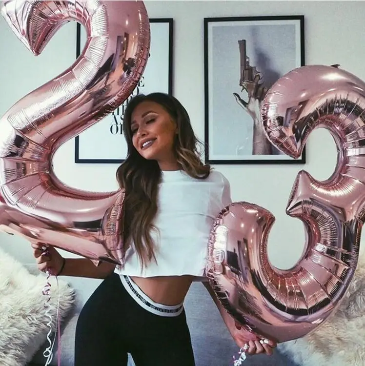 Rose gold 23 2 шт 32/40 дюймов большой размер цифра 23 лет фольга гелиевые шары розовое золото Взрослые День рождения Юбилей Декор balaos поставки - Цвет: Rose gold 23