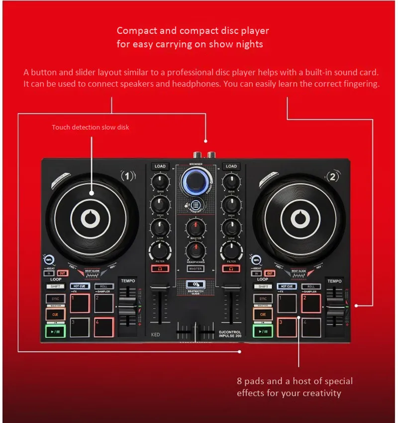 Мини Смарт DJ блюдо контроллер начального уровня портативный dj играет процессор игроков с звуковая карта можно подключить наушники звук RCA
