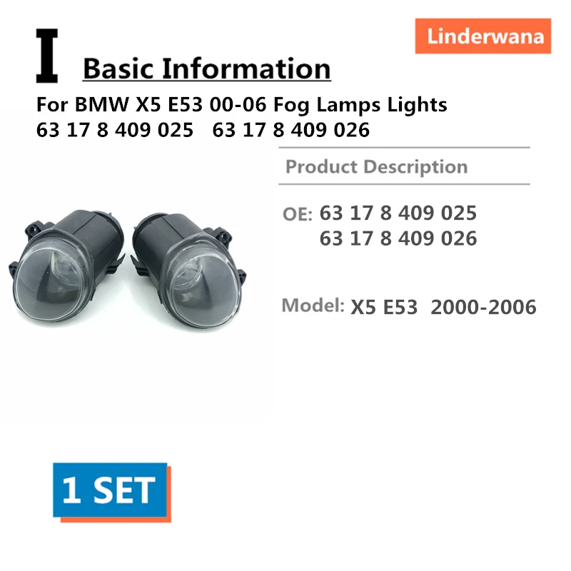 Для BMW X5 E53 00-06 Противотуманные фары 63 17 8 409 025 026 63178409025 63178409026 | Автомобили и