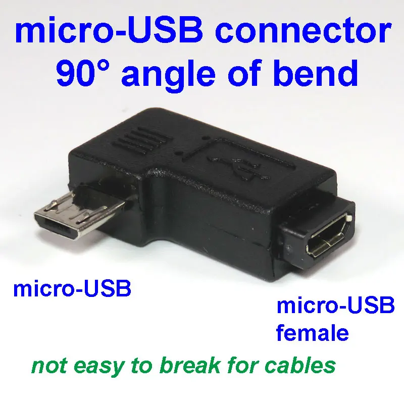 Изогнутый коннектор micro USB 90 градусов прямоугольный адаптер для usb кабеля