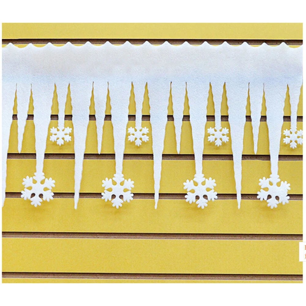 

2pcs Artificial White Snowflake Ice Strip Window Ice Strips Christmas Decoration Xmas Party Home Festival Decor Supplies 67*38cm
