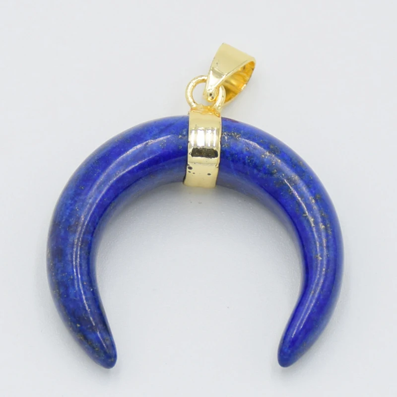 Модные чакра быка Подвески в виде рога натуральный лабрадорит камень полумесяц