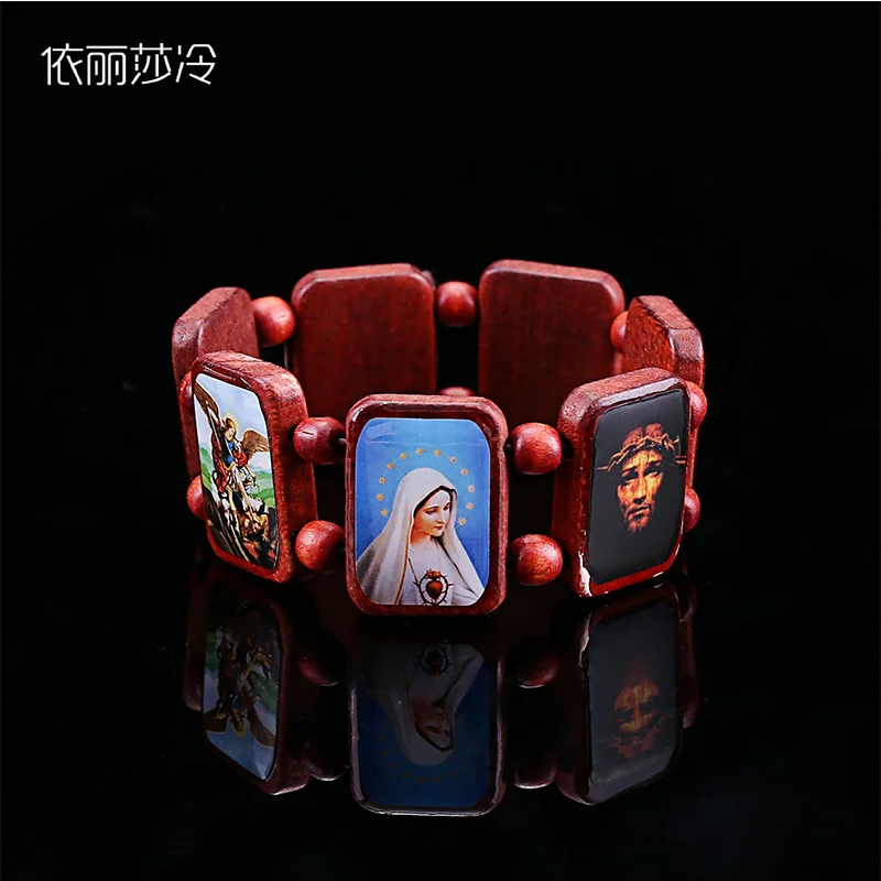 Большой деревянный панк браслет Saint Jesus Религиозный унисекс модные украшения
