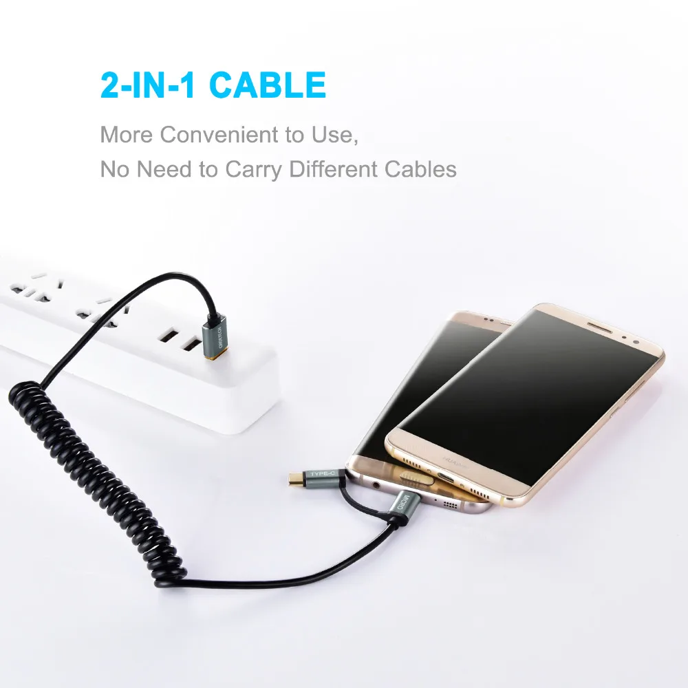 CHOETECH кабели для быстрой зарядки 2 в 1 кабель Micro USB + Type C Samsung Xiaomi Nokia N1 мобильный